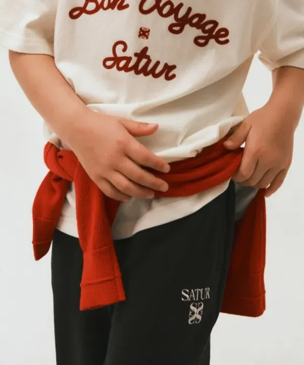 Тренировочные штаны Classic Logo Sateur Kids, черный, розовый — фото 4