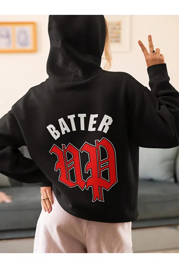Детская толстовка для девочек с принтом Babymonster printed children's sweatshirt with hood without caps 3 threads Magors, Black