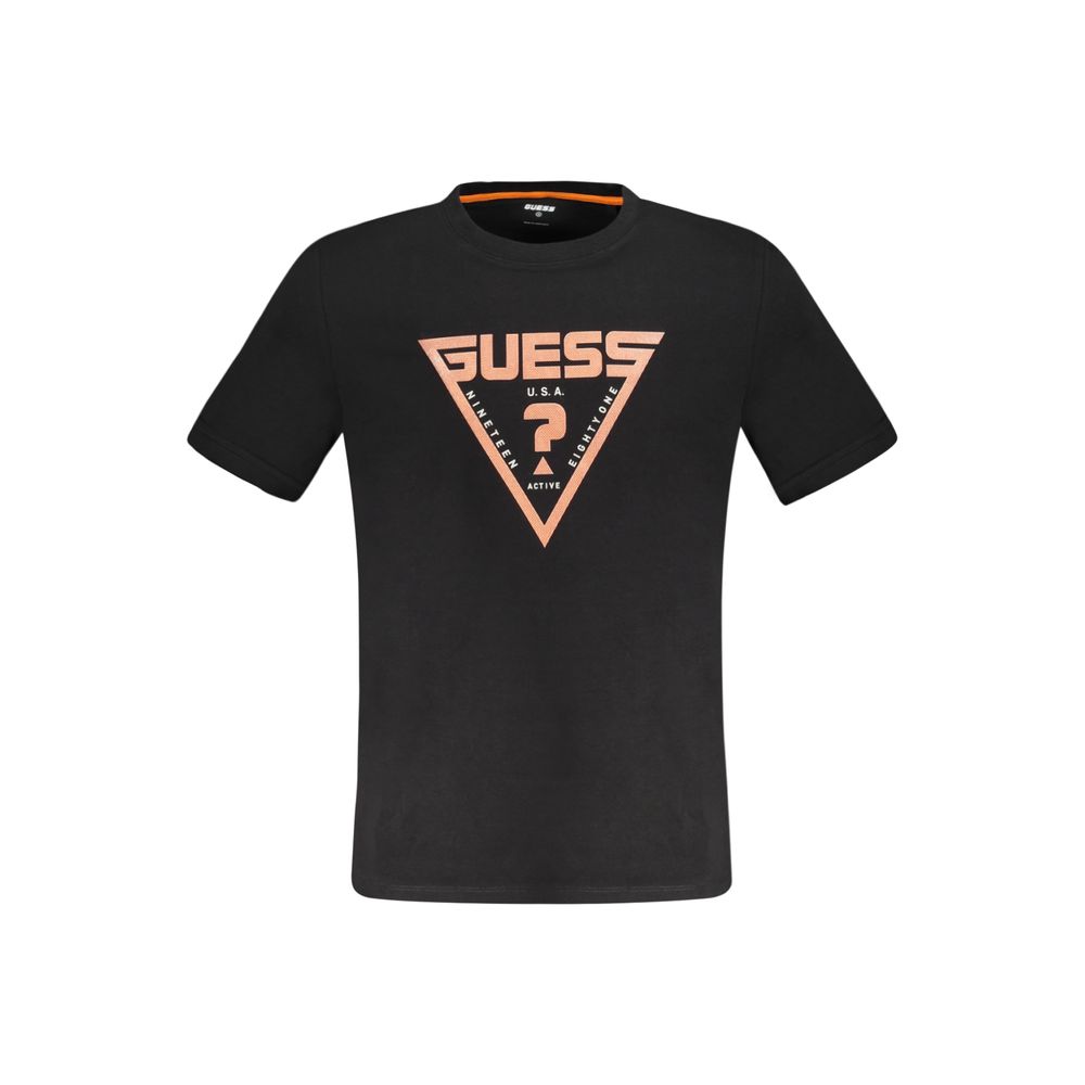 

Черная хлопковая женская футболка Guess Shoes
