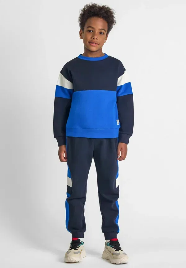 Комплект из кофты и брюк, хлопок с полиэстером, Colourblock long sleeve set, Minoti, темно-синий/Blue