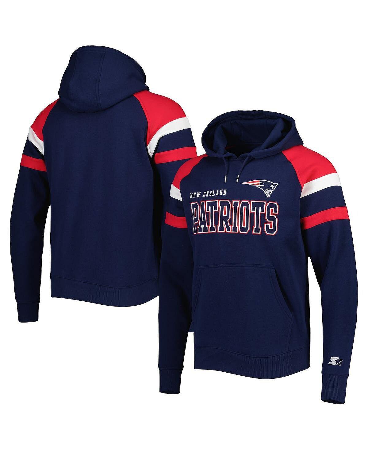 

Мужская темно-синяя толстовка с капюшоном new england patriots draft fleece raglan pullover Starter, синий