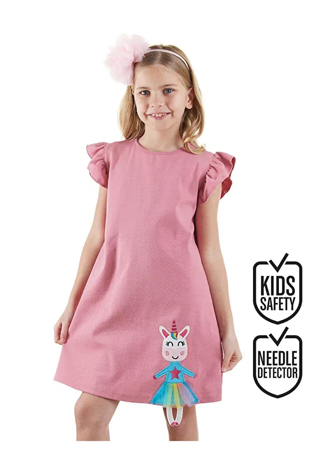 Детское платье для девочек с коротким рукавом Lilycorn Denokids, Pink