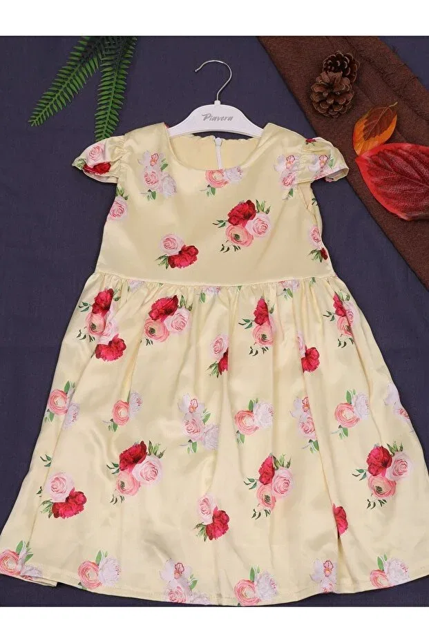 Детское платье для девочек с принтом Satin yellow floral dress Craft, Colored — фото 2