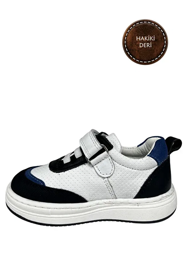 Детские туфли для девочек с ортопедической стелькой Şenler Bebe World Kids, White-Black-Navy Blue — фото 2