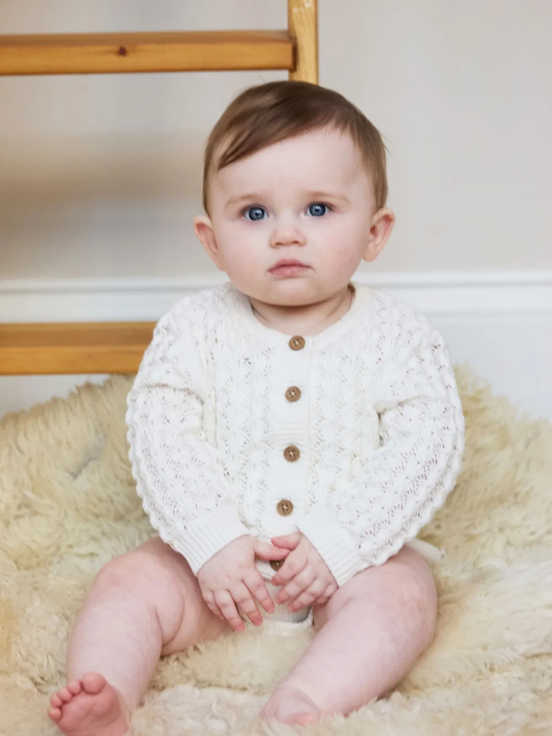Кардиган с фестонным дизайном, Pointelle The Little Tailor, кремовый