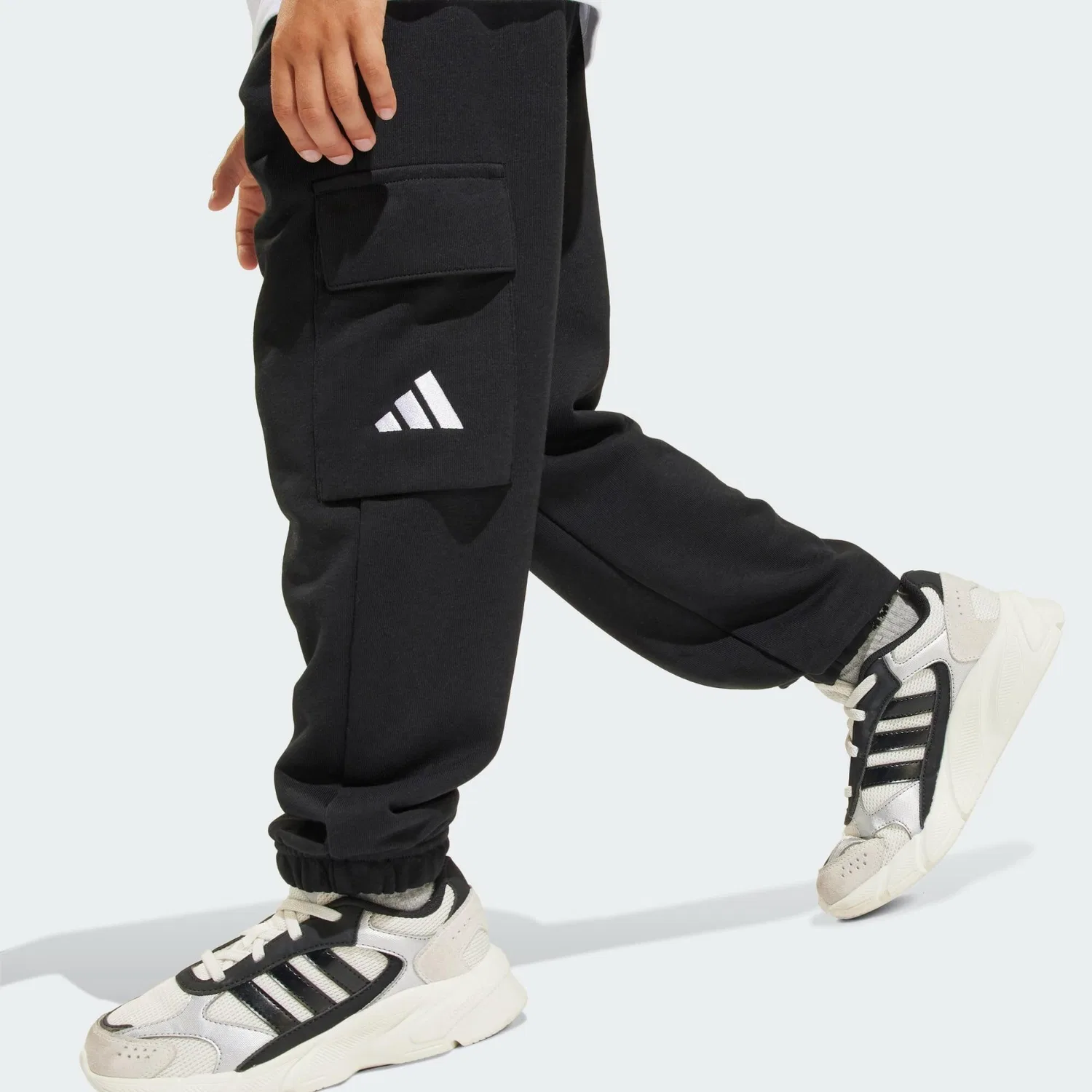 Детские штаны-карго Essentials Adidas, Schwarz Weiss — фото 4
