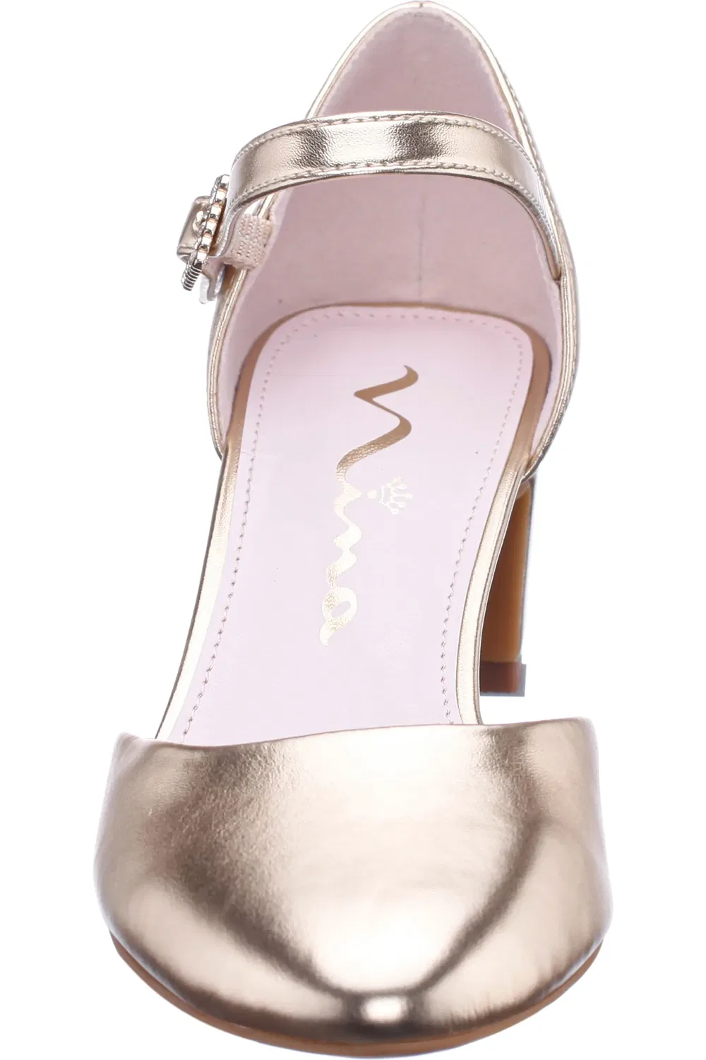 Туфли детские блестящие Macey Pump Nina, Gold Metallic — фото 4