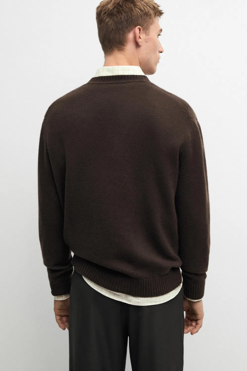 Свитер Massimo Dutti Cashmere And Wool Blend Crew Neck, хаки-зеленый — фото 4