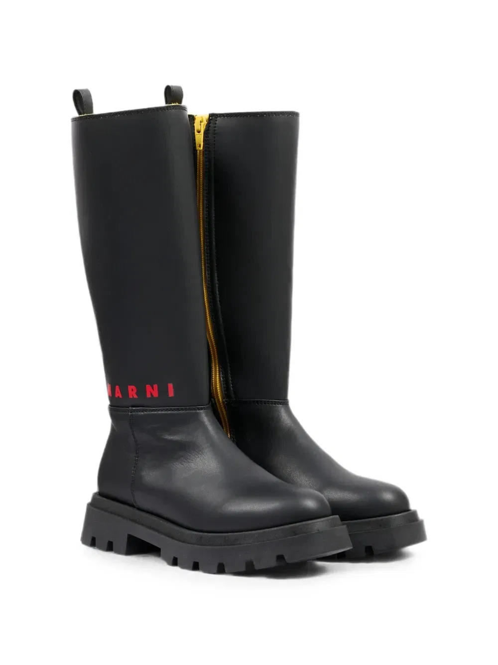 Ботинки на массивной подошве с логотипом Marni Kids, черный