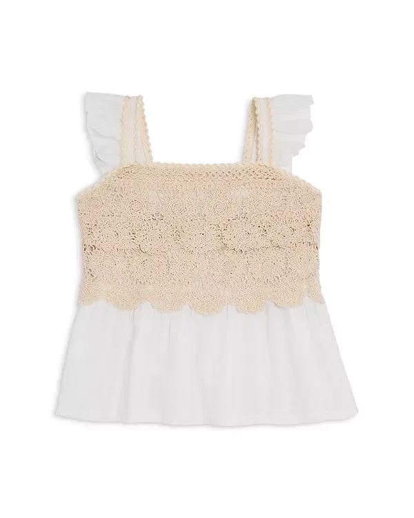 Детский топ для девочек с вышивкой Aqua, Ivory