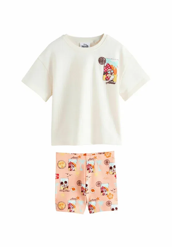 Комплект из футболки и брюк с принтом Minnie mouse set, Next, Ecru White Beach, экрю