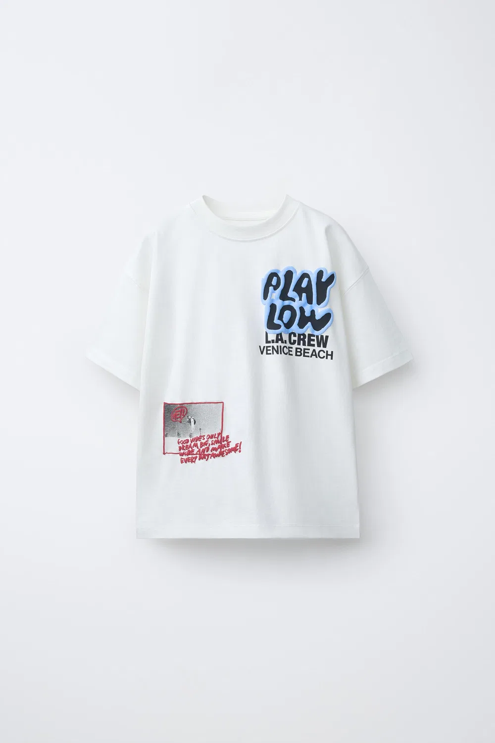 Футболка с рельефным принтом ZARA, White