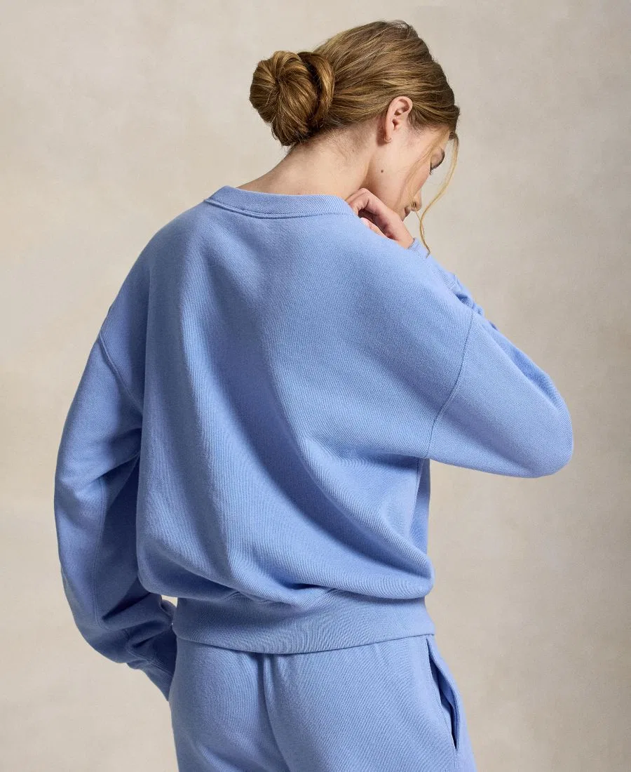 Женский свитшот с круглым вырезом и длинным рукавом из флиса Island Fleece Polo Ralph Lauren, Dress Shirt Blue — фото 4