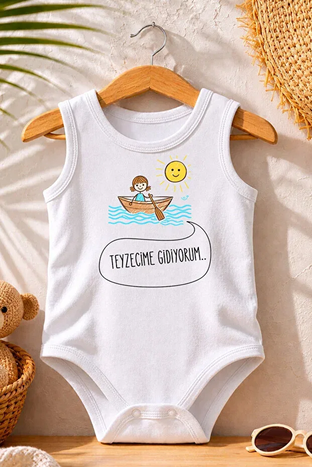 Детское боди для новорожденных с принтом I'M going to my auntie Pamuk Saray, Off White
