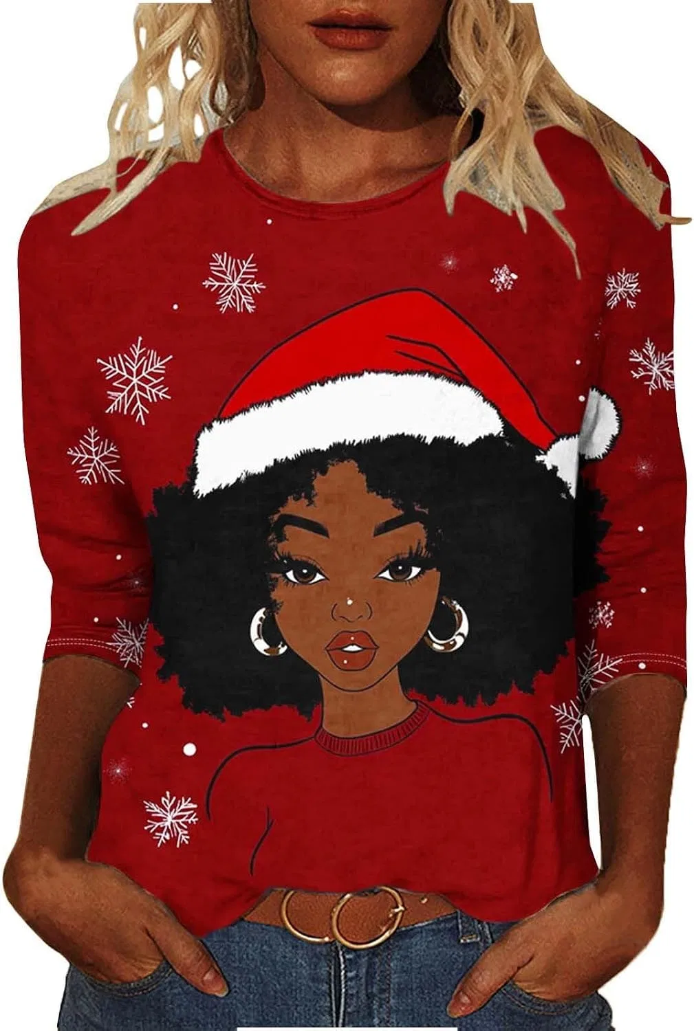 Женская туника с длинным рукавом 3/4 с принтом Ugly Christmas Sweatshirt, мультиколор