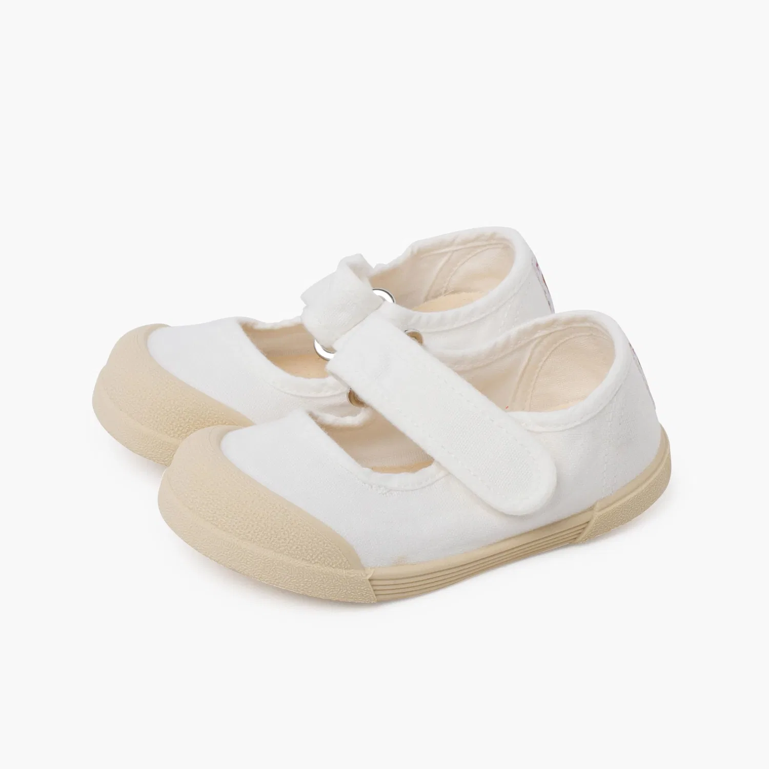 Детские балетки для девочек без каблука Pisamonas Barefoot Canvas Soft Strap Ballet Flats, White — фото 4
