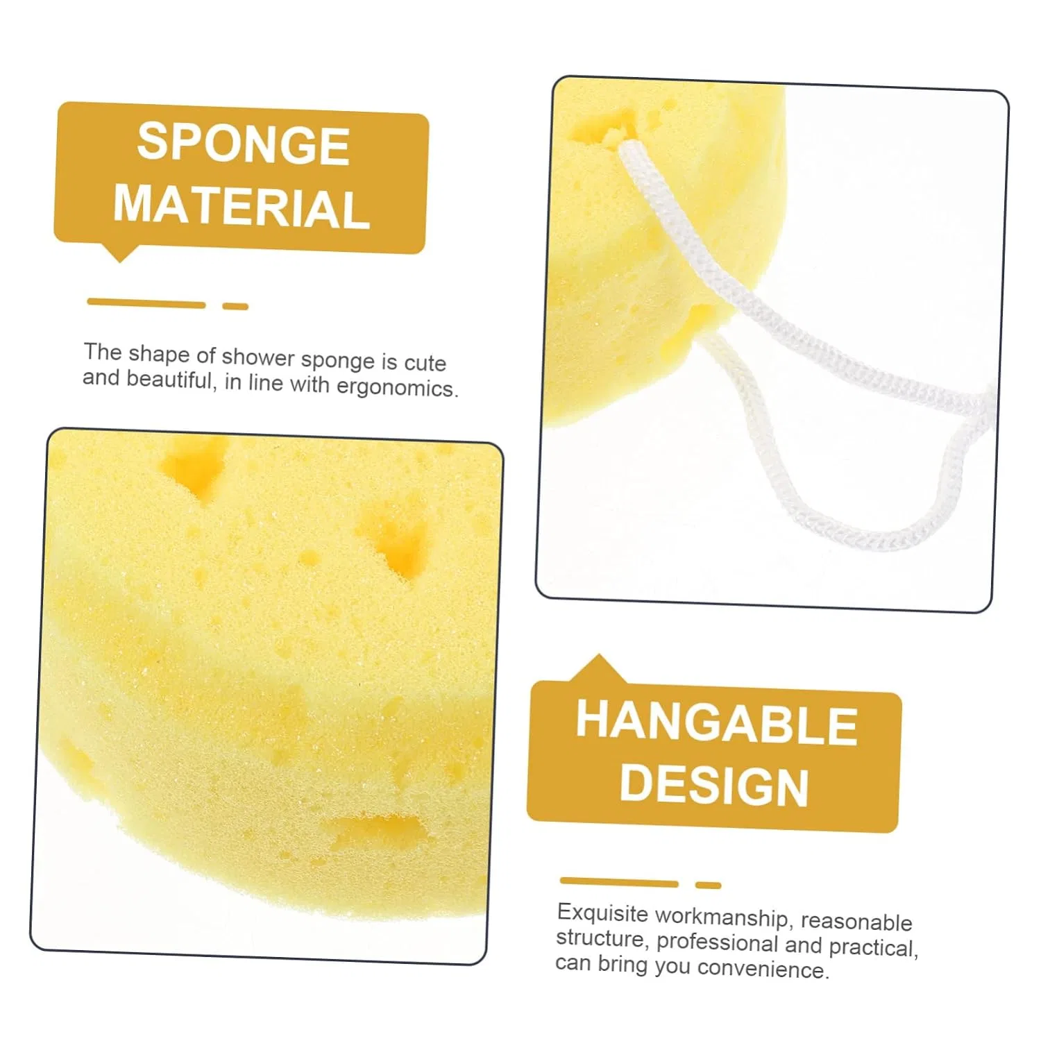 Набор банных губок 20 шт, FRCOLOR, 11x11x5 см, Желтый — фото 4