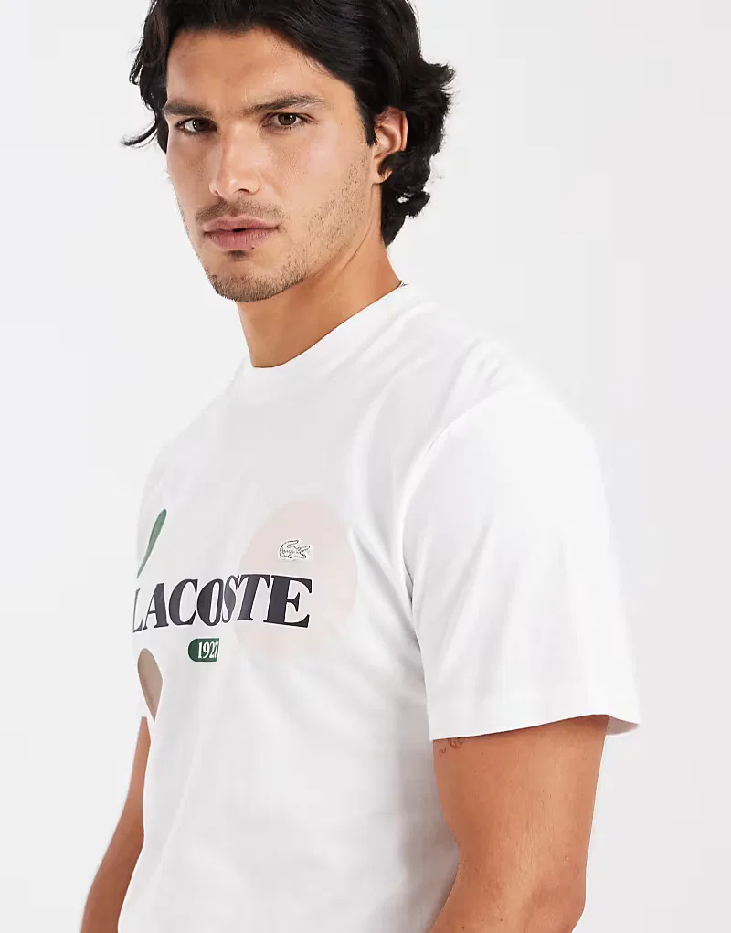Классическая футболка Lacoste с графическим логотипом, белая — фото 3