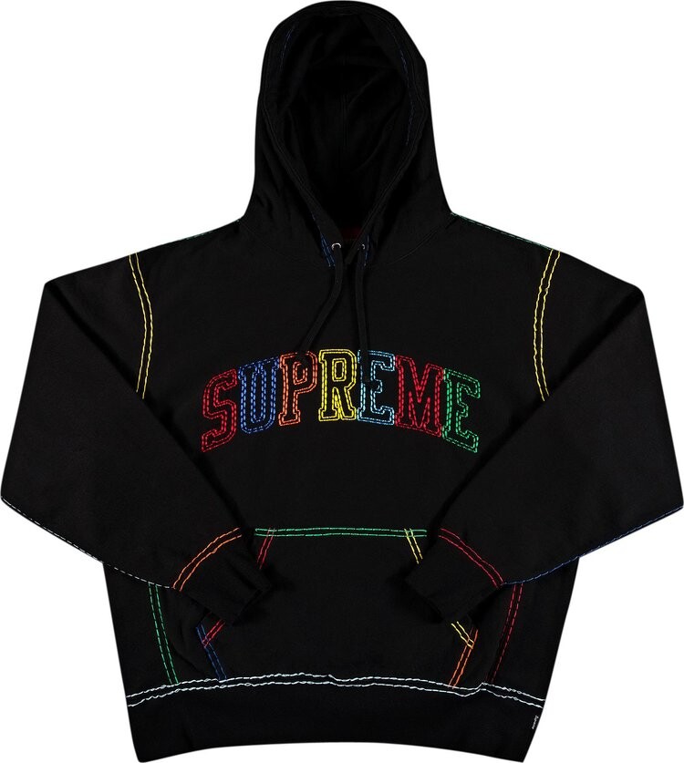 

Толстовка Supreme Big Stitch Hooded Sweatshirt 'Black', черный