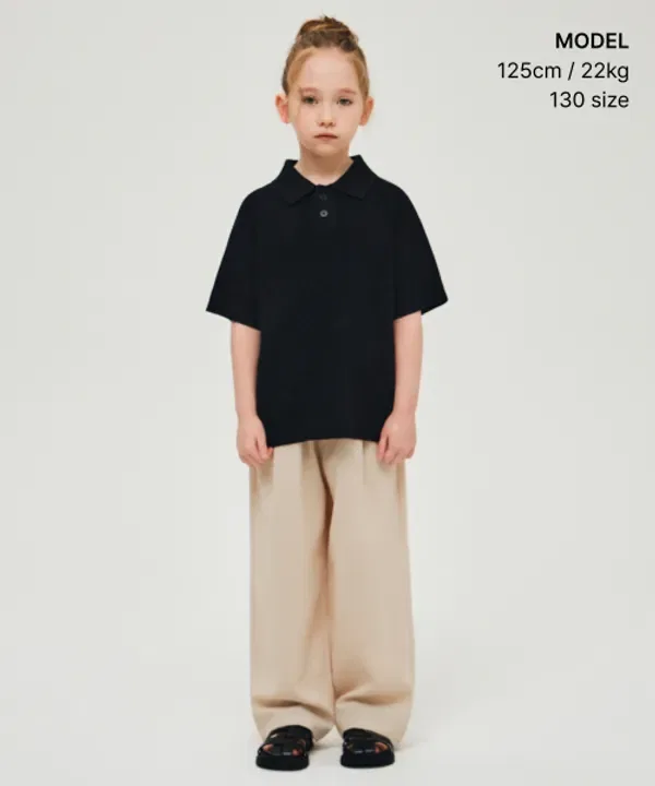 Широкие брюки с одним защипом, лен, Musinsa Standard Kids, кремовый — фото 2