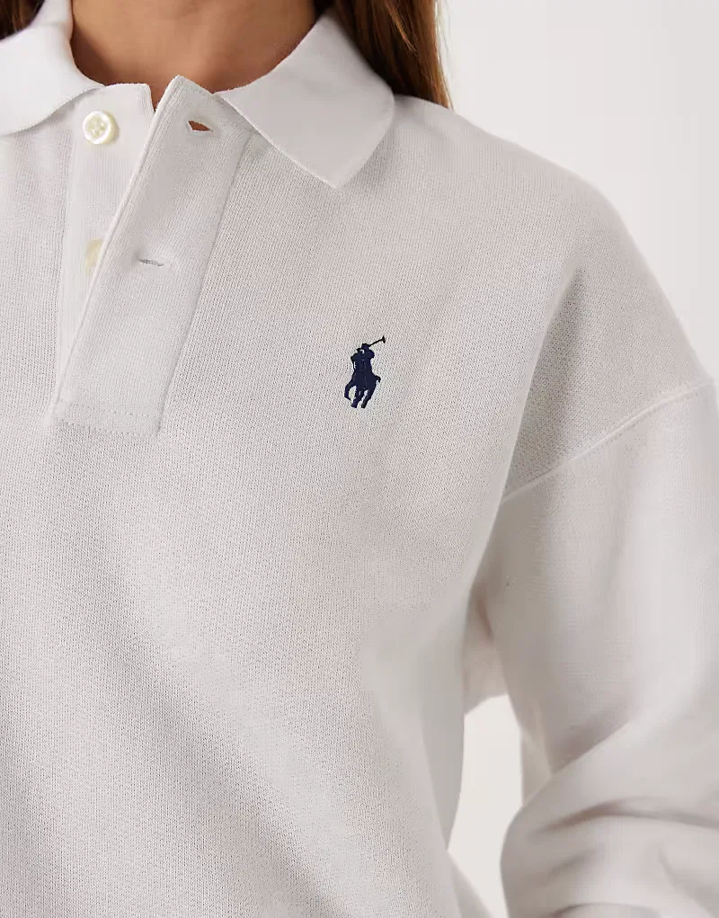 Свитшот регби с воротником и логотипом icon Polo Ralph Lauren, белый — фото 2