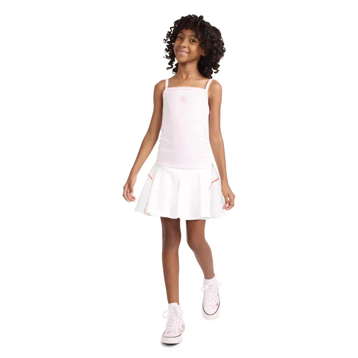 Детская юбка-шорты с принтом Converse Girls Ribbed Skort, GIRLS BOTTOMS, White — фото 3