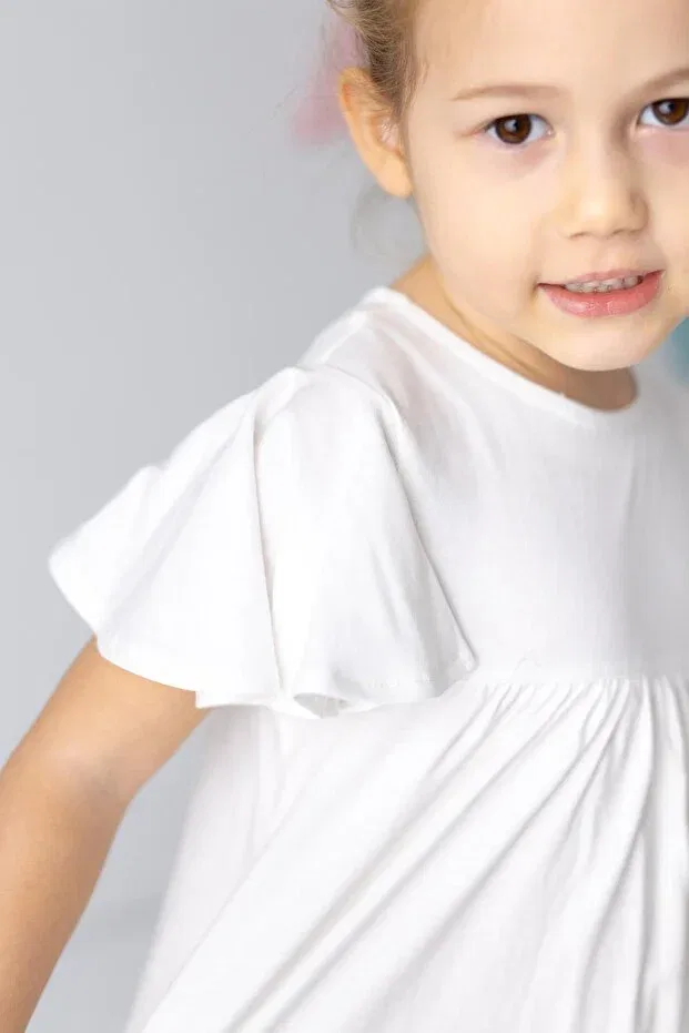 Детское платье для девочек с принтом Flower patterned baby girl dress - skirt detail Generic Brands, White — фото 3