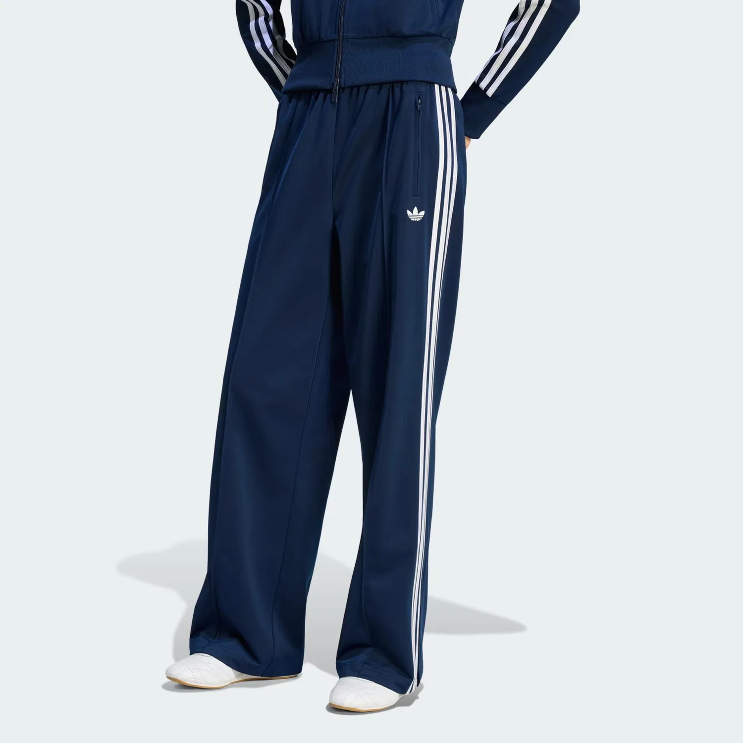 Брюки Adidas Originals с широкими штанинами Firebird темно-синего цвета — фото 2