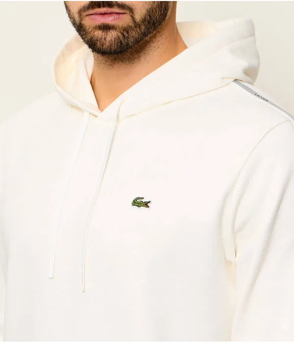 Мужское футерное худи с капюшоном Lacoste, белый — фото 4