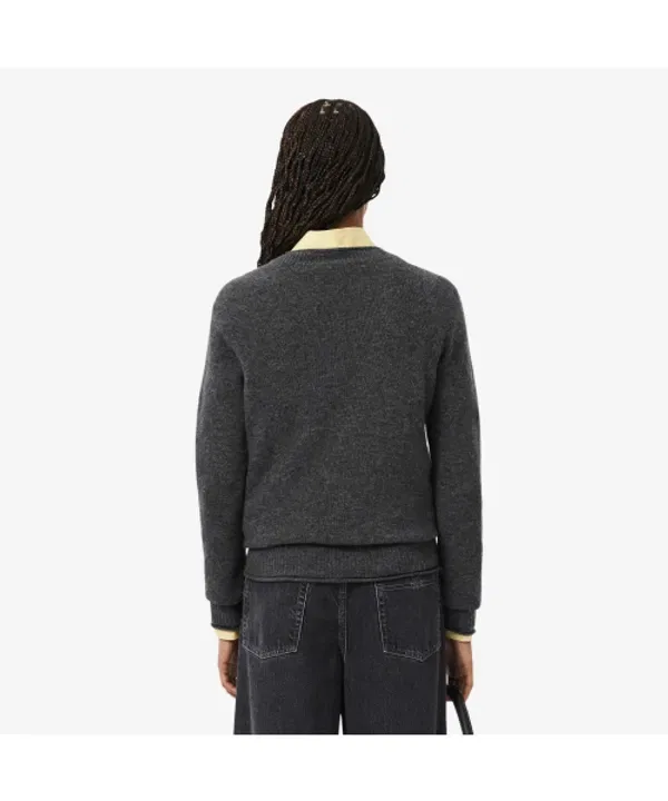 Свитер Lacoste из кашемира, круглый вырез, темно-синий — фото 3