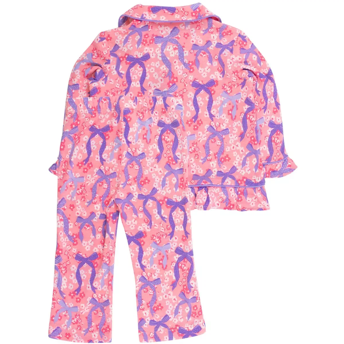 Детская пижама-комплект с оборками Ruffle Flare Pajama Set RuffleButts, Bow Besties — фото 2