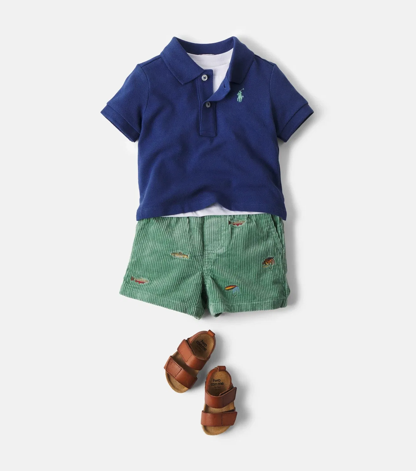 Комплект из поло и шорт для малышей Polo Ralph Lauren Kids, синий — фото 2