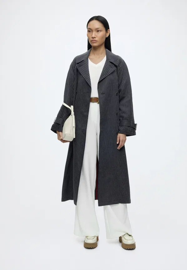 Пальто из льна с полоской, Linen stripe nautical trench, Tommy Hilfiger, pin stripe темно-синий — фото 2