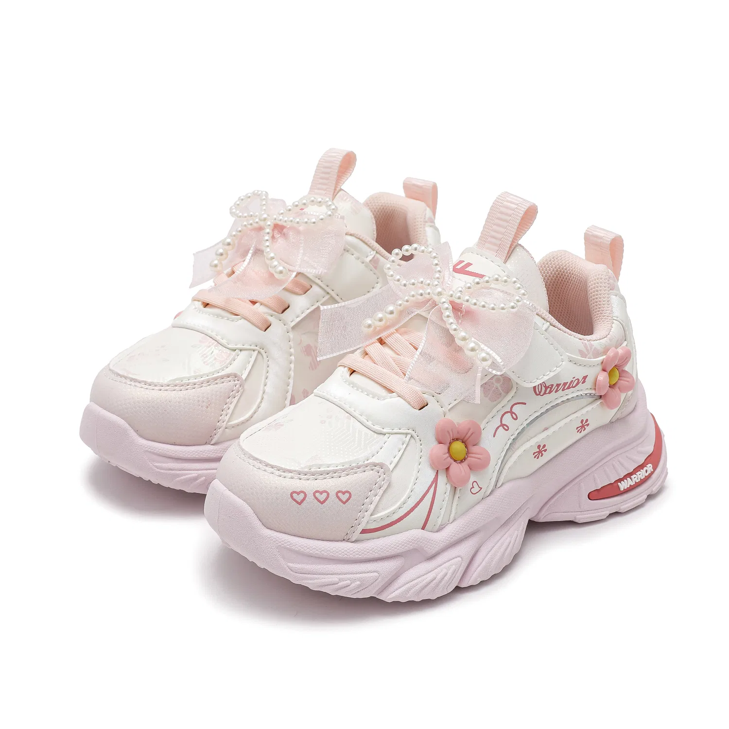 Детские повседневные кроссовки из экокожи White Pink WARRIOR — фото 4