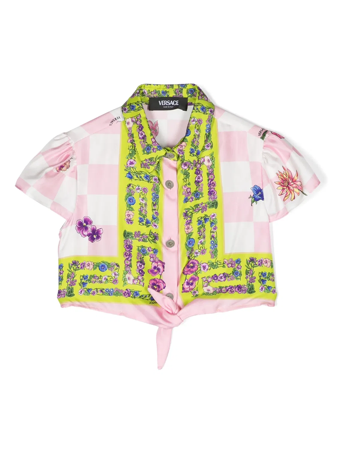 Шелковая рубашка с цветами Versace, розовый