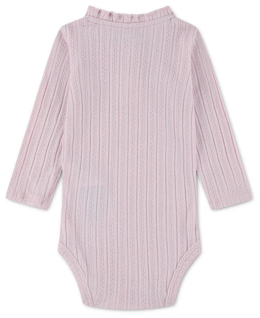 Боди с длинным рукавом с рюшами и воротником-поло Henley, бренд abercrombie kids, Chalk Pink — фото 2