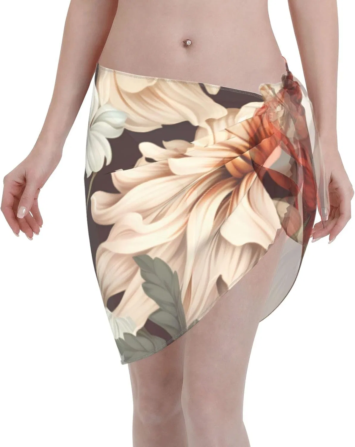 Женская пляжная накидка с цветочным принтом, Pink Red Roses Print