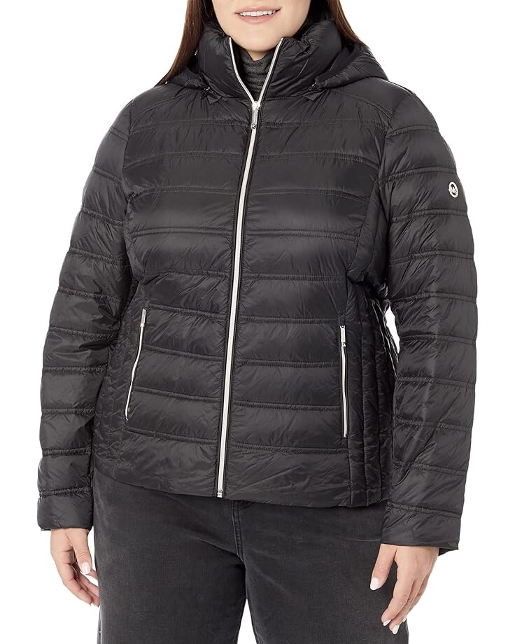 

Куртка MICHAEL Michael Kors Zip Front Horizontal Quilt Packable Jacket M823157QZ, черный