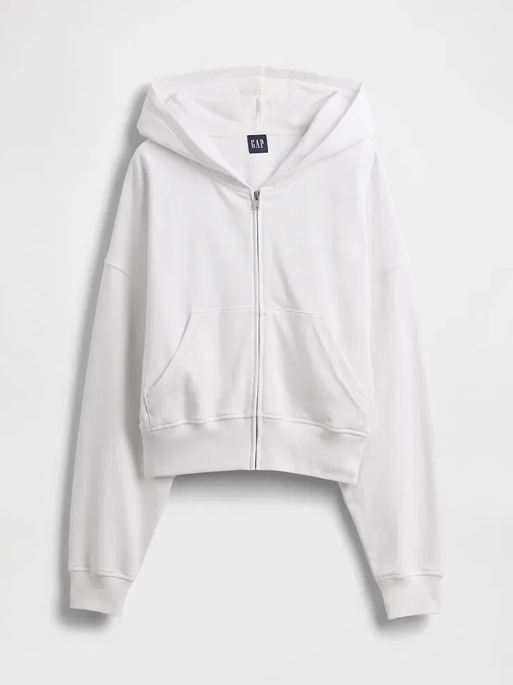 Женское свободное оверсайз худи с капюшоном GAP, White — фото 3
