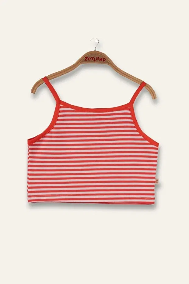Детское укороченное поло для девочек с принтом в полоску Zeyland, Coral Striped