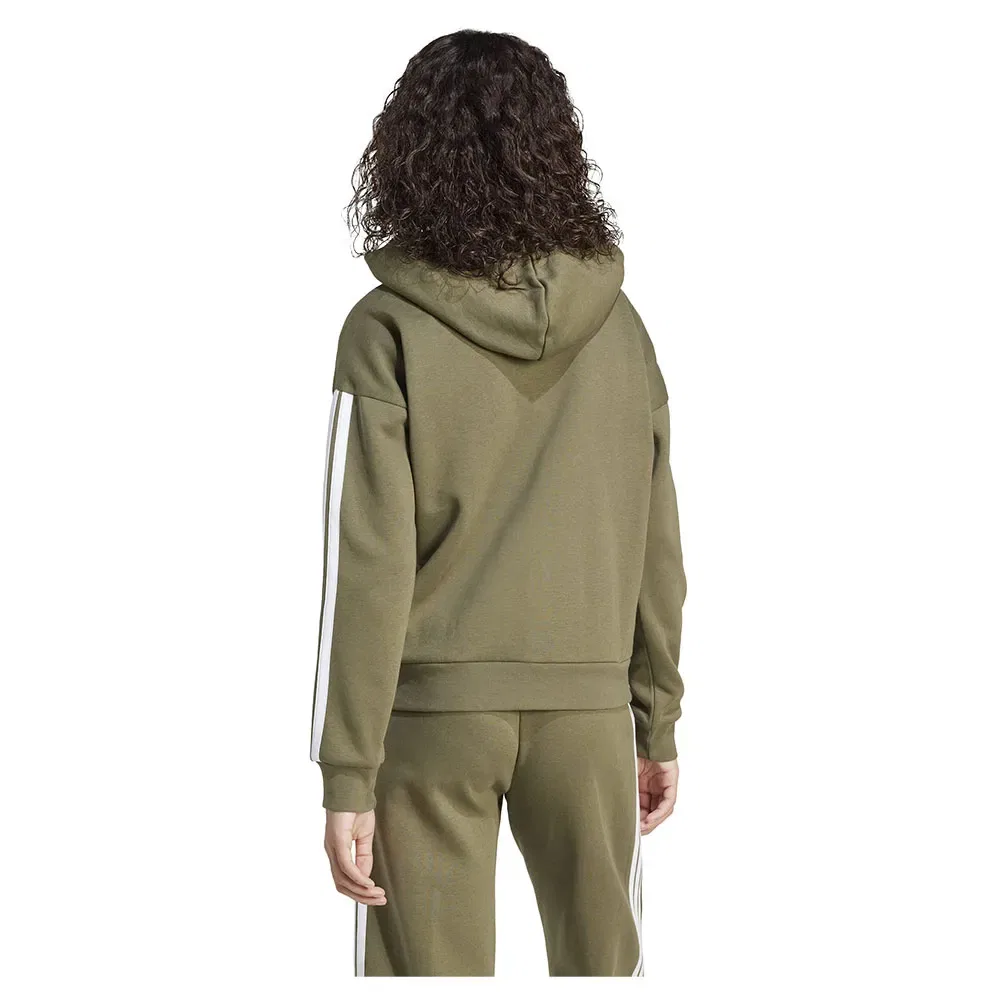 Худи на молнии Adidas Essentials 3 Stripes Fleece, зеленый — фото 2