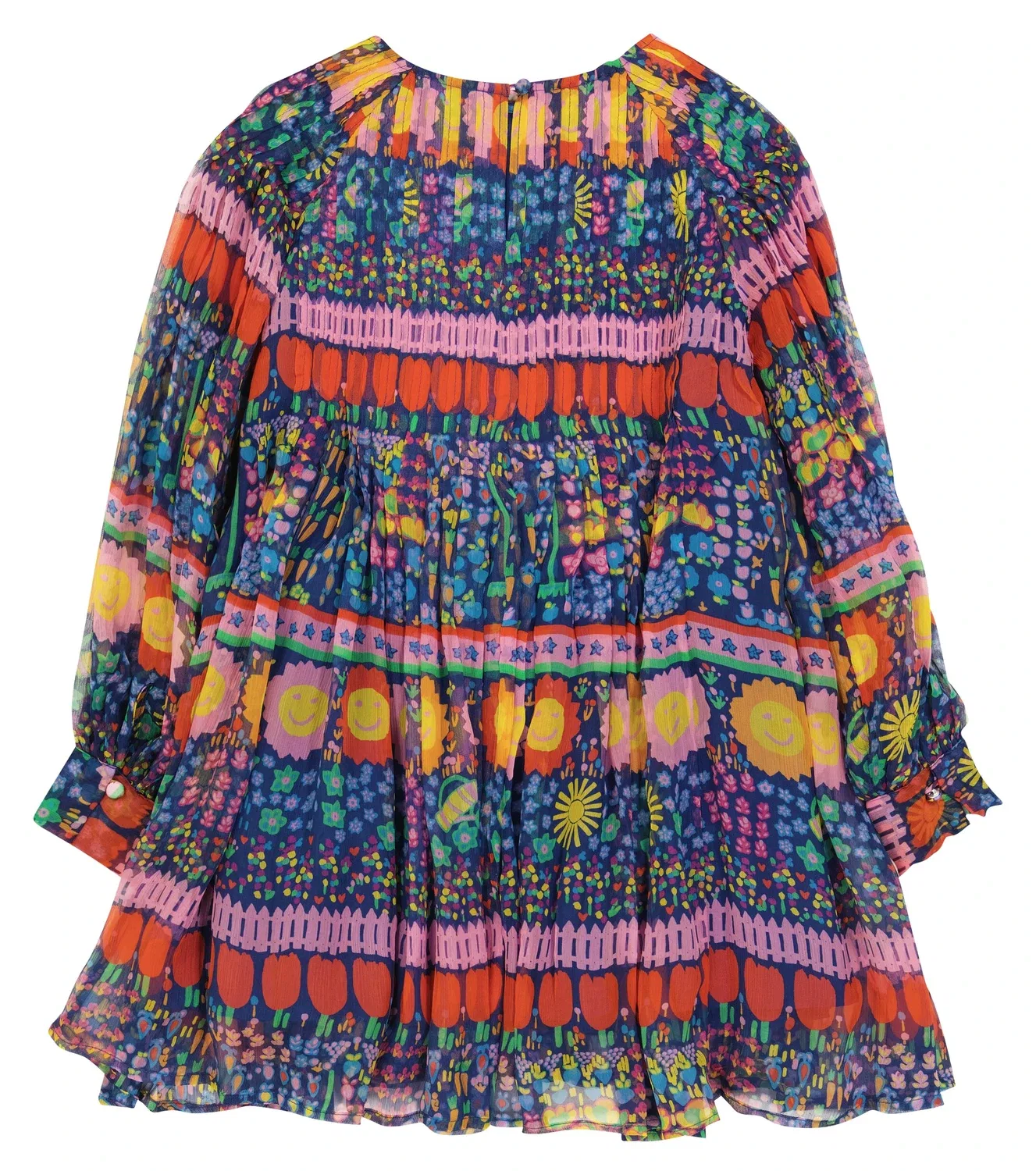 Платье из набивного шелкового жоржета Stella McCartney Kids, мультиколор — фото 4