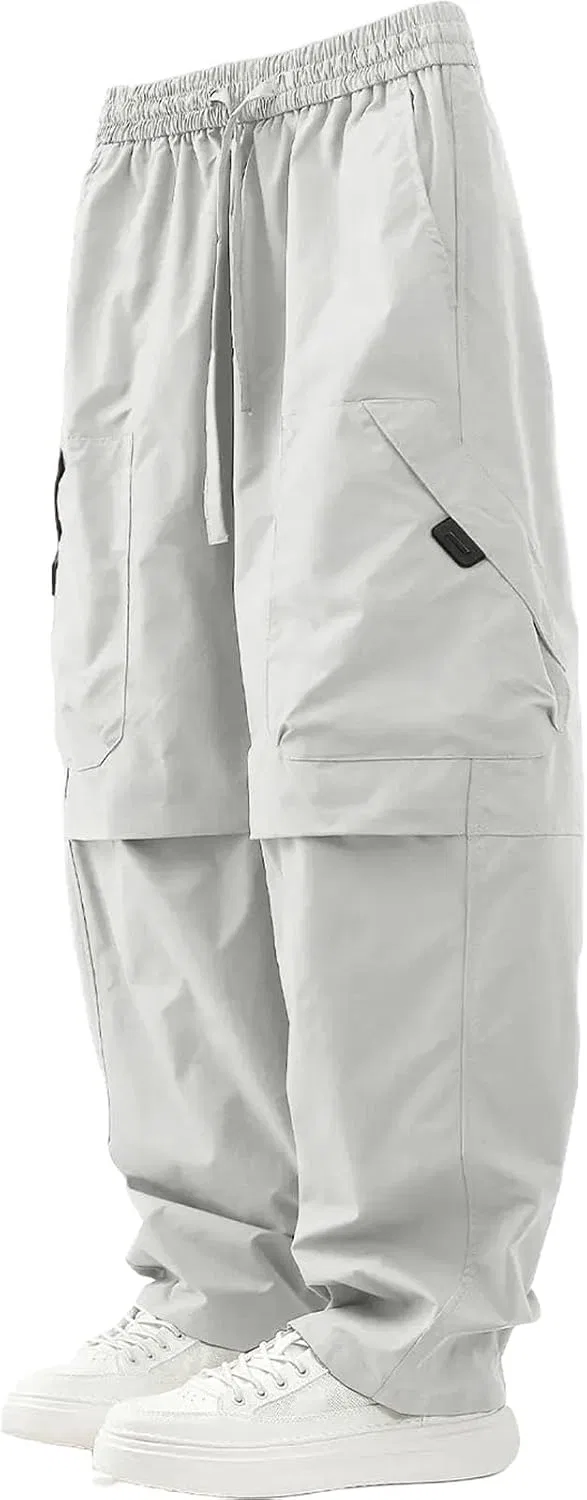 Мужские брюки свободного кроя с карманами, White-gray