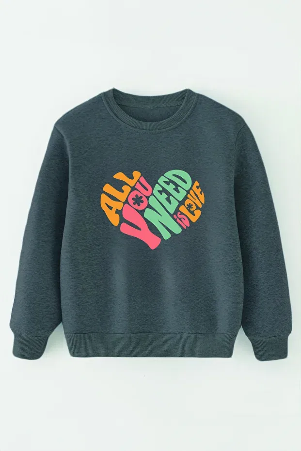 Детские свитшот оверсайз с принтом All You Need Is Love Myada, Anthracite