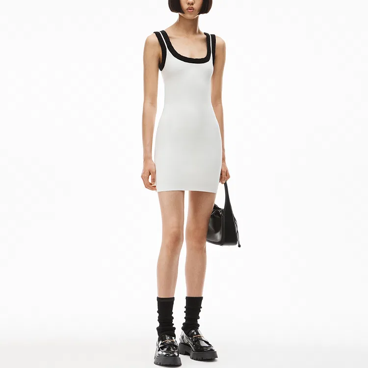Женское платье без рукавов белое с круглым вырезом Alexander Wang, White — фото 3