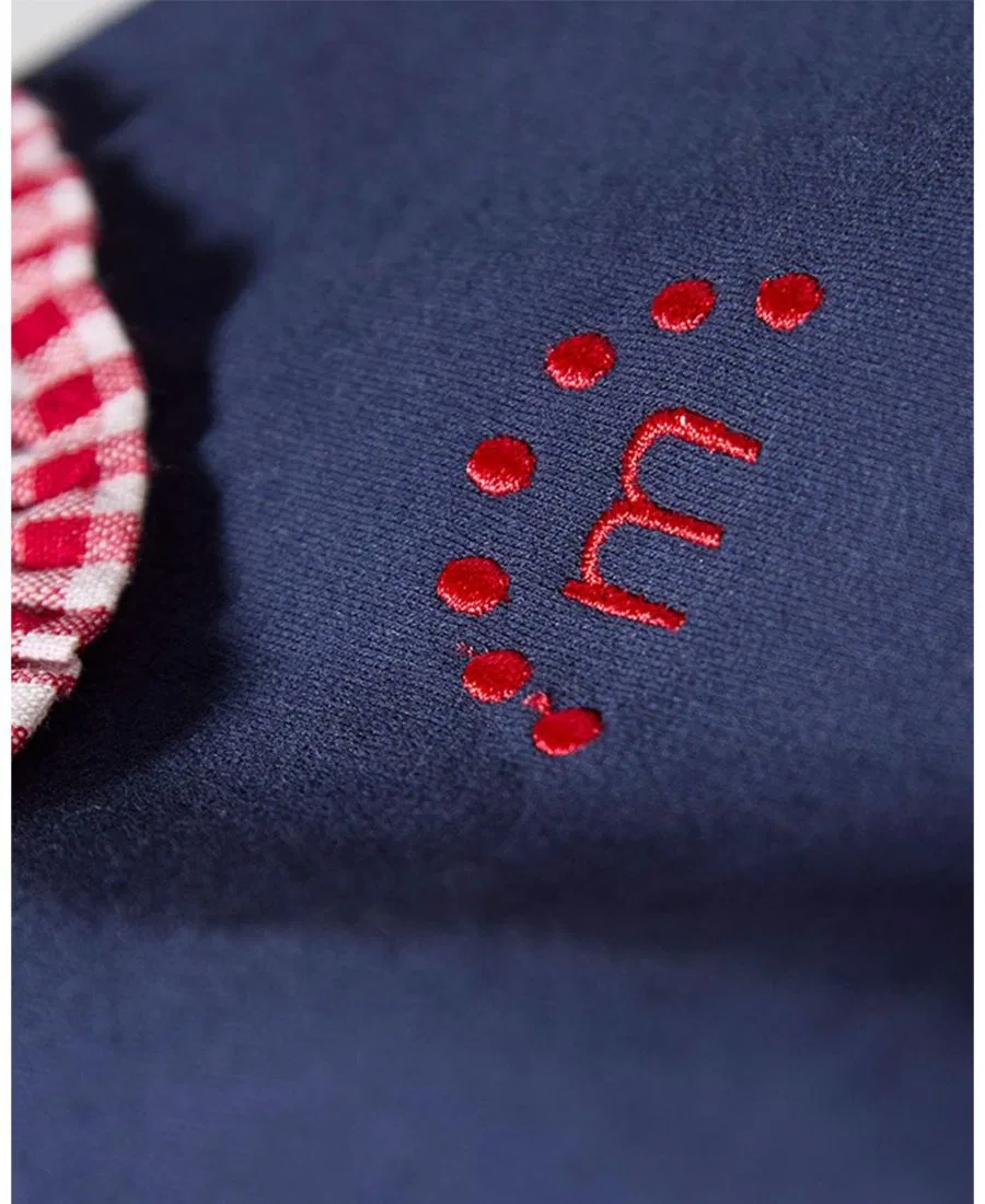 Свитшот с контрастным воротником Peter Pan, модель Love-sleeved MeMoi, Navy-Red — фото 3