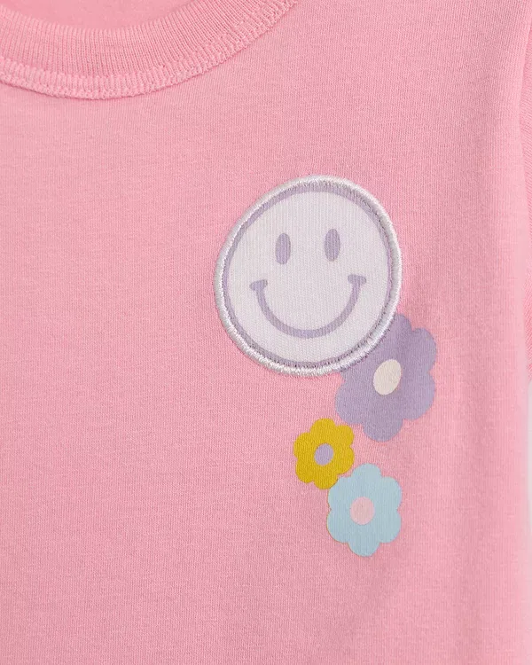Детский комплект для девочек с принтом Daisy Tee & Shorts Set Little Mish, розовый — фото 4