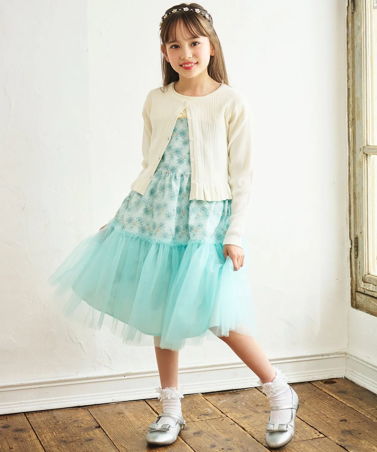 Детское платье из тюля с вышивкой, модель Blossom Kumikyoku KIDS, Pink — фото 4