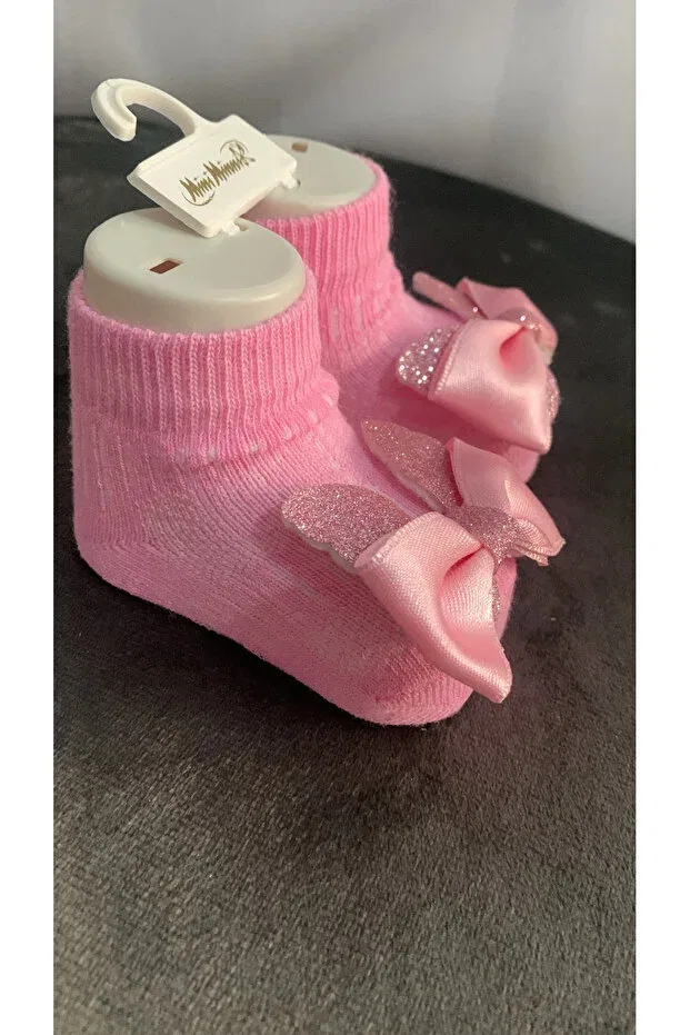 Детские носки для новорожденных с лентой Minimixbaby, Pink — фото 3