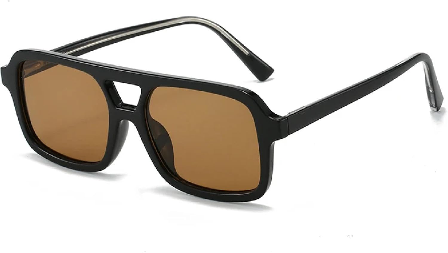 

Ретро-солнцезащитные очки с двойной перемычкой для женщин, роскошные, модные, прозрачные, конфетные оттенки, защита от УФ-излучения UV400. Модные солнцезащитные очки для мужчин TVTBBVV, Black Tea